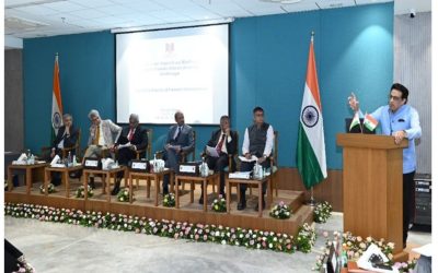 Prof. Dr. G.S. Bajpai, Vice-Chancellor, NLU Delhi addresses the participants on Regulatory Aspects of Forensic Sciences Sector in High Power Expert Group Meeting at National Forensic Science University, Gandhinagar on (May 18, 2024)