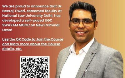 We are proud to announce that our esteemed faculty Dr. Neeraj Tiwari, Assistant Professor at National Law University Delhi
