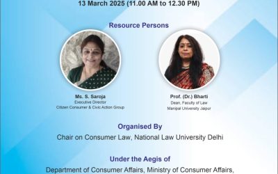 We are delighted to share that on March 13, 2025, Prof. (Dr.) Sushila, Project Director and Chair on Consumer Law