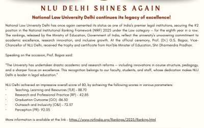 NLU Delhi Shine again by securing the #2 position in the NIRF 2025