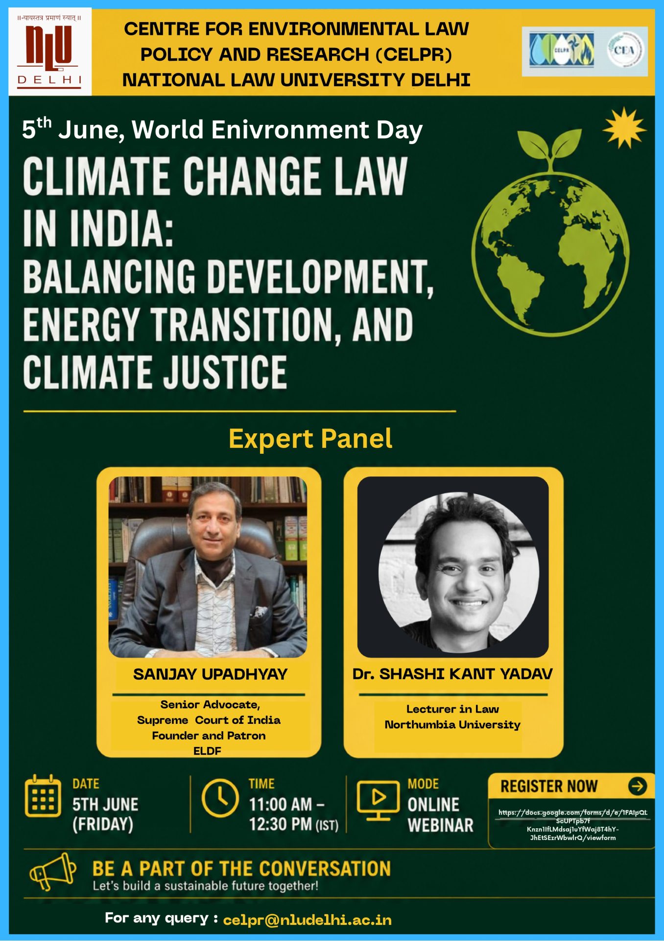 Webinar on “Climate Change Law in India: Balancing Development, Energy ...